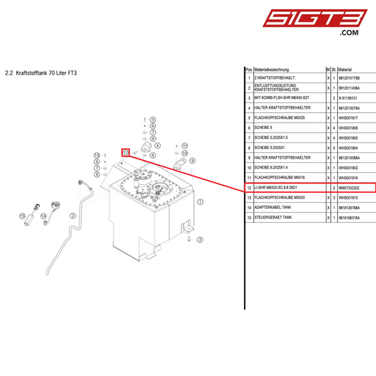 SCREW FILL. HD. M6X20-SC 8.8 26D1 - 99907332202 [PORSCHE Cayman 981 GT4 Clubsport]