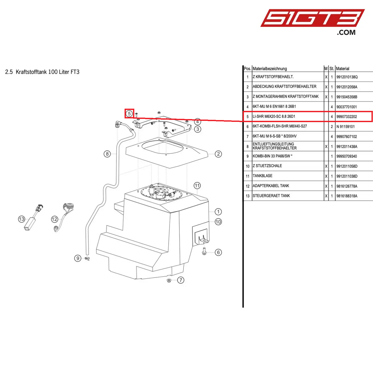 SCREW FILL. HD. M6X20-SC 8.8 26D1 - 99907332202 [PORSCHE Cayman 981 GT4 Clubsport]