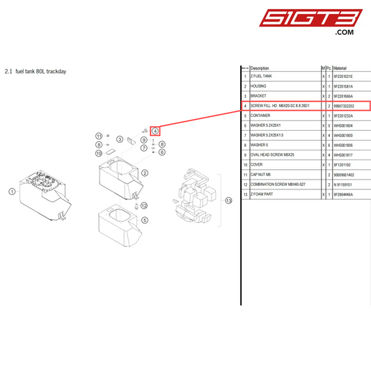 SCREW FILL. HD. M6X20-SC 8.8 26D1 - 99907332202 [PORSCHE 718 Cayman GT4 Clubsport]