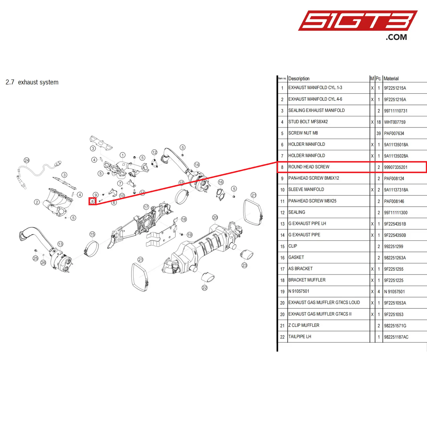 ROUND HEAD SCREW - 99907335201 [PORSCHE 718 Cayman GT4 Clubsport]