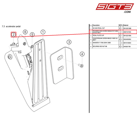 ROUNDED HEAD SCREW M6X20-PA*I14583 8.8 KLR R672 - 99907337805 [PORSCHE 991.1 GT3 Cup]