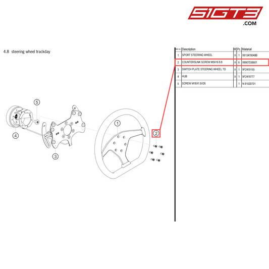 COUNTERSUNK SCREW M5X16 8.8 - 99907338601 [PORSCHE 718 Cayman GT4 Clubsport]