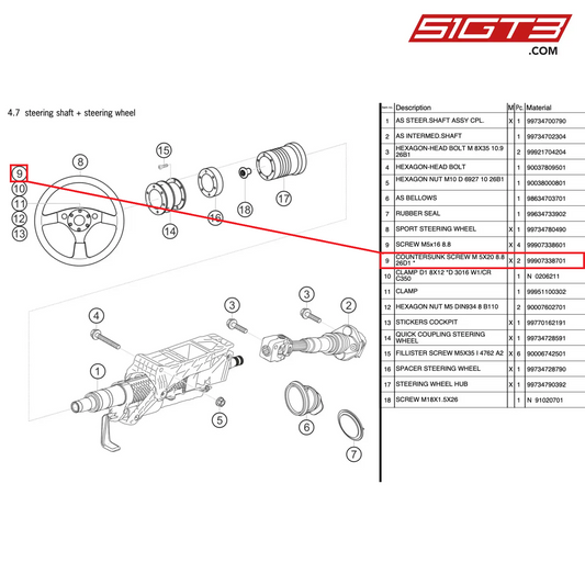 SENKSCHRAUBE M 5X20 8.8 26D1 * - 99907338701 [PORSCHE 997.2 GT3 Cup]
