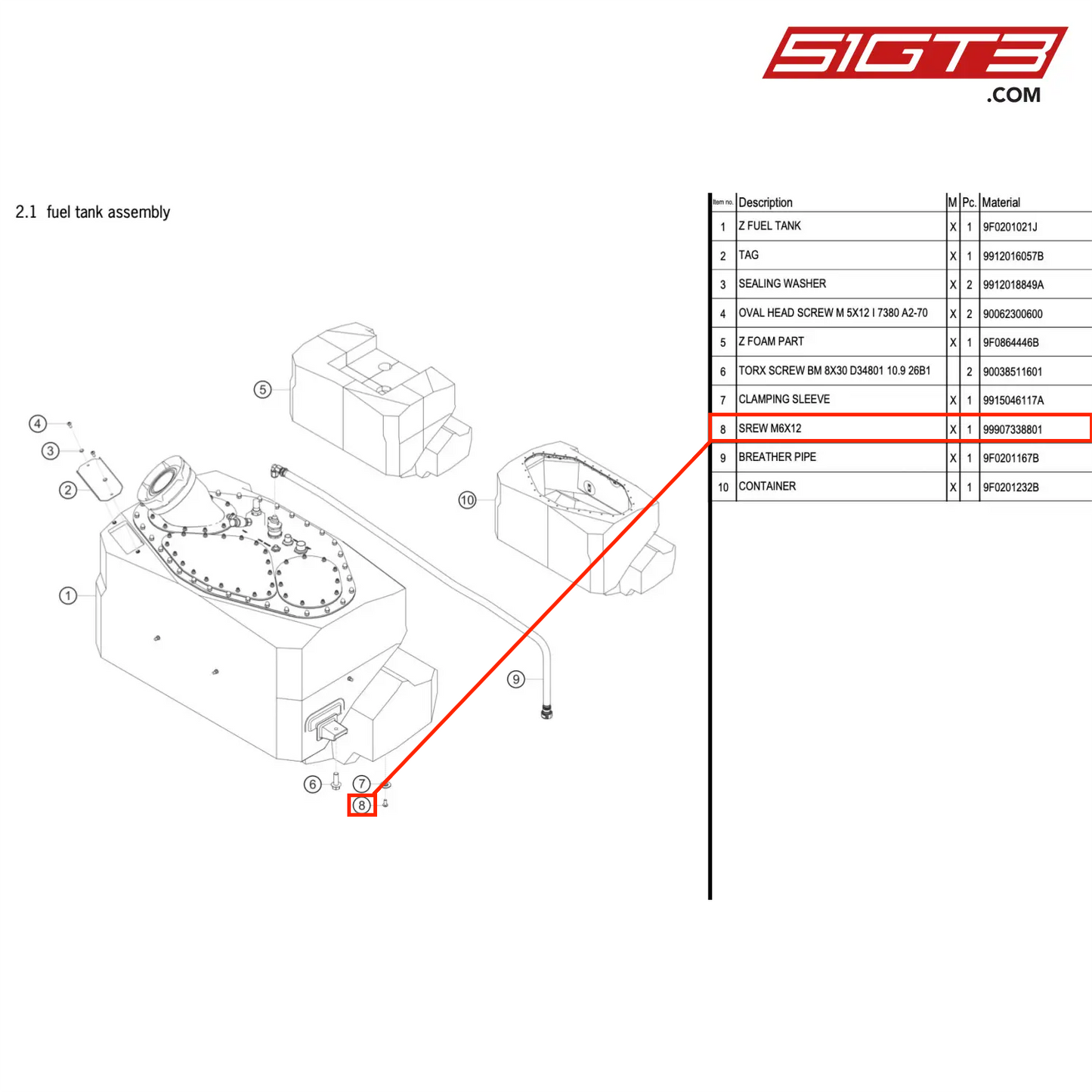 SREW M6X12 - 99907338801 [PORSCHE 911 GT3 R Type 991 (GEN 2)]