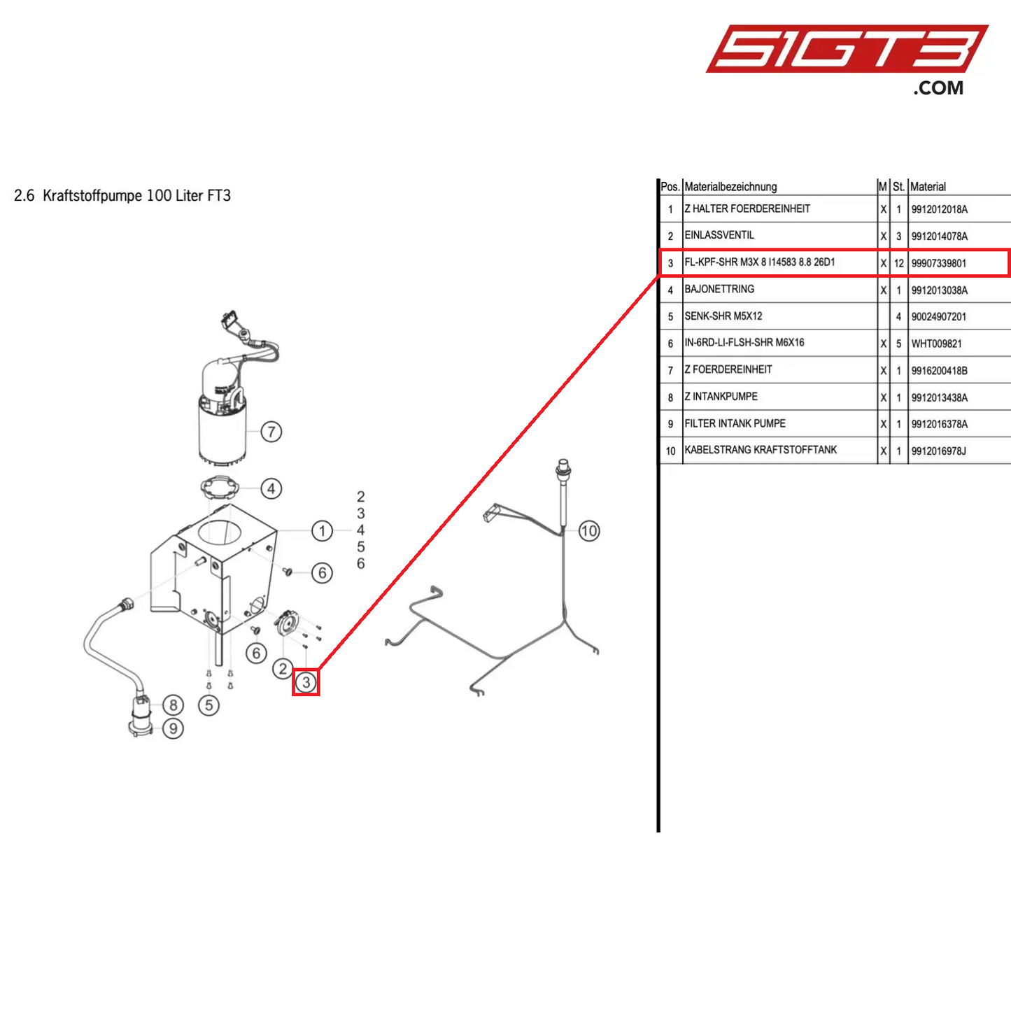 PAN-HEAD SCREW M3X 8 I14583 8.8 26D1 - 99907339801 [PORSCHE Cayman 981 GT4 Clubsport]