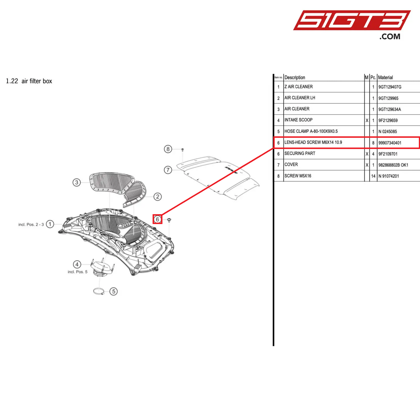 LENS-HEAD SCREW M6X14 10.9 - 99907340401 [PORSCHE 718 Cayman GT4 RS Clubsport]