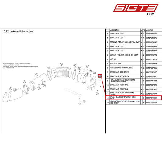 OVAL-HEAD SCREW M5X 8 8.8 26D1 * - 99907343201 [PORSCHE 991.1 GT3 R]