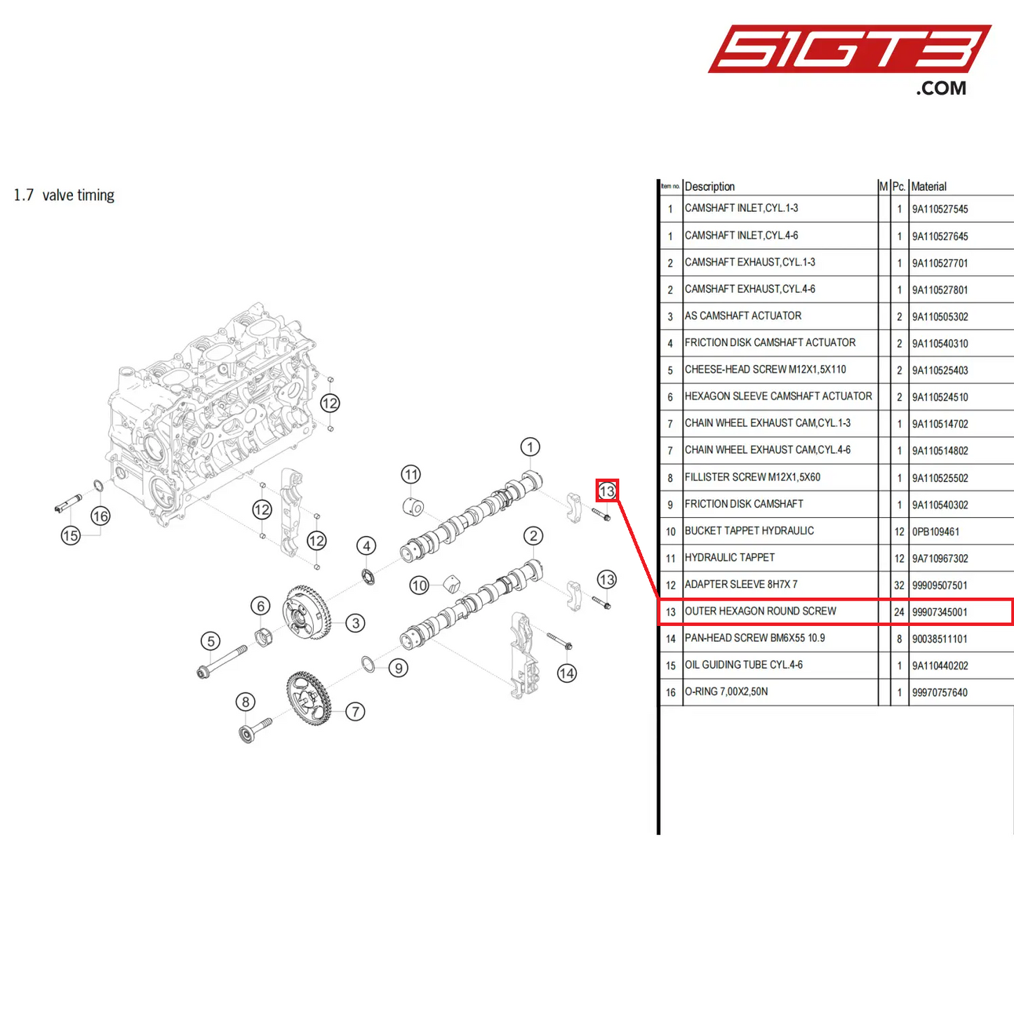 OUTER HEXAGON ROUND SCREW - 99907345001 [PORSCHE 718 Cayman GT4 Clubsport]