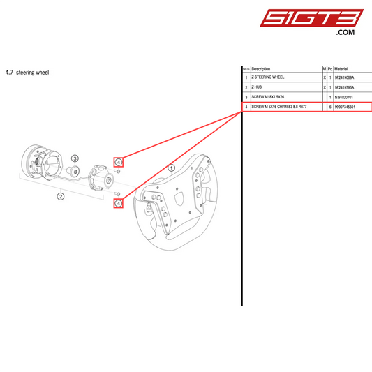 SCREW M 5X16-CHI14583 8.8 R677 - 99907345501 [PORSCHE 718 Cayman GT4 RS Clubsport]