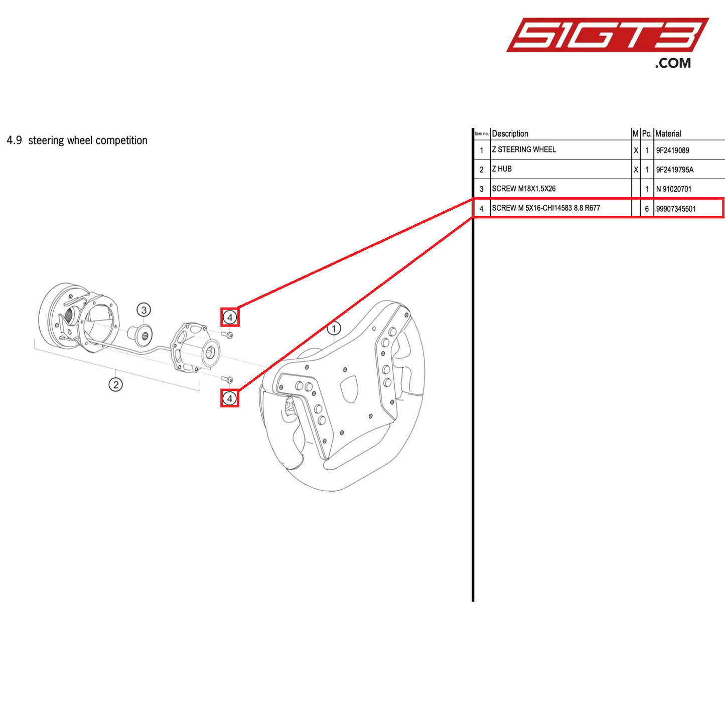 SCREW M 5X16-CHI14583 8.8 R677 - 99907345501 [PORSCHE 718 Cayman GT4 Clubsport]