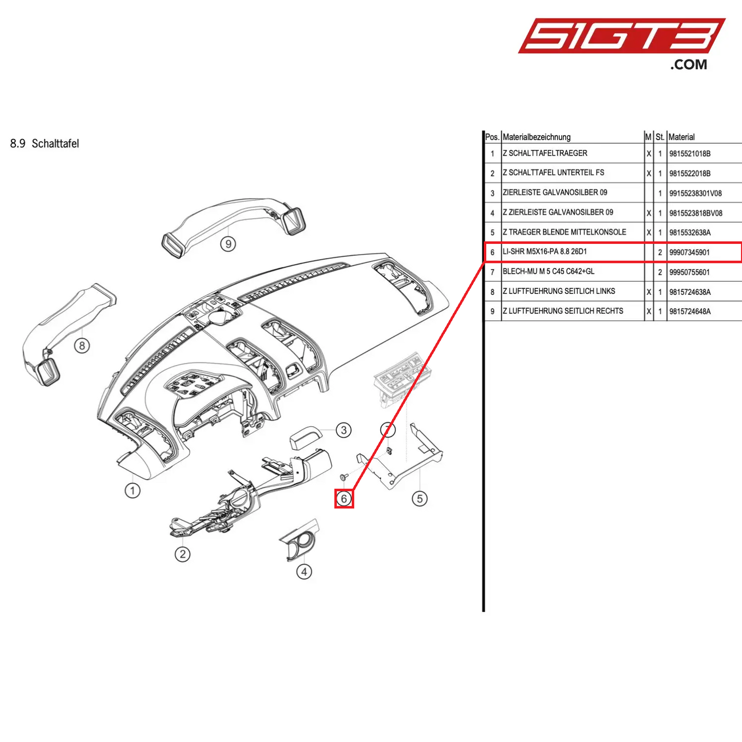 OVAL HEAD SCREW M5X16-PA 8.8 26D1 - 99907345901 [PORSCHE Cayman 981 GT4 Clubsport]