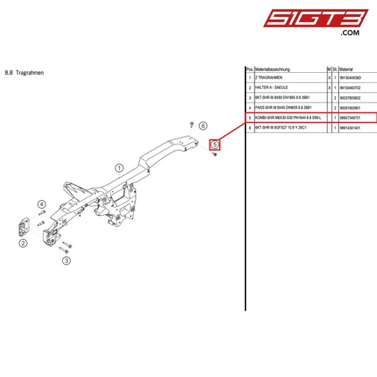 COMBINATION SCREW M6X30-DIS PN1644 8.8 S99-L - 99907346701 [PORSCHE Cayman 981 GT4 Clubsport]