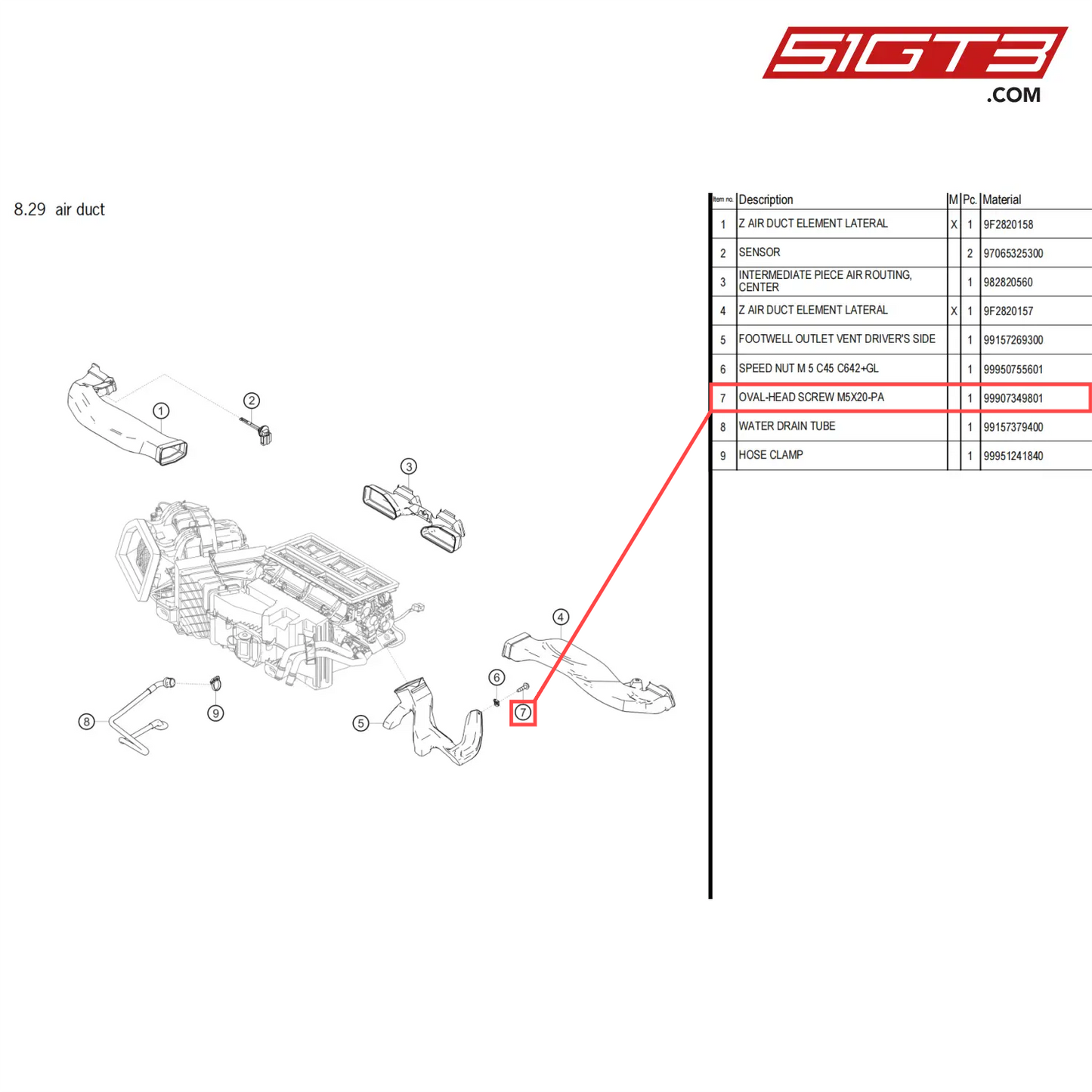 OVAL-HEAD SCREW M5X20-PA - 99907349801 [PORSCHE 718 Cayman GT4 Clubsport]