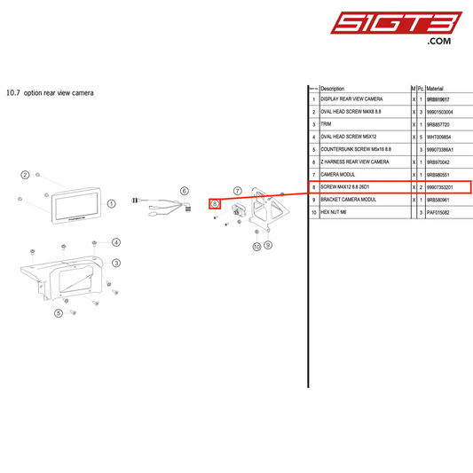 SCREW M4X12 8.8 26D1 - 99907353201 [PORSCHE 992.1 GT3 R]