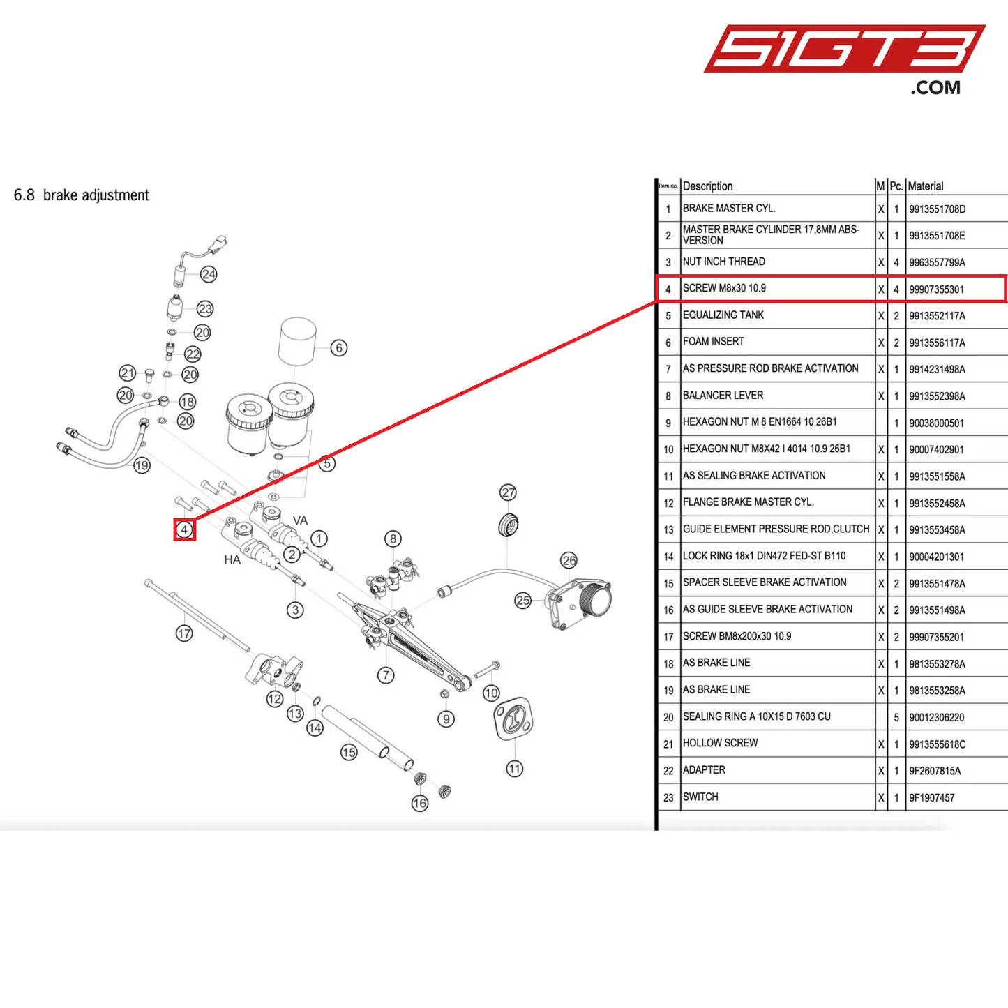 SCREW M8x30 10.9 - 99907355301 [PORSCHE 911 GT2 RS Clubsport]