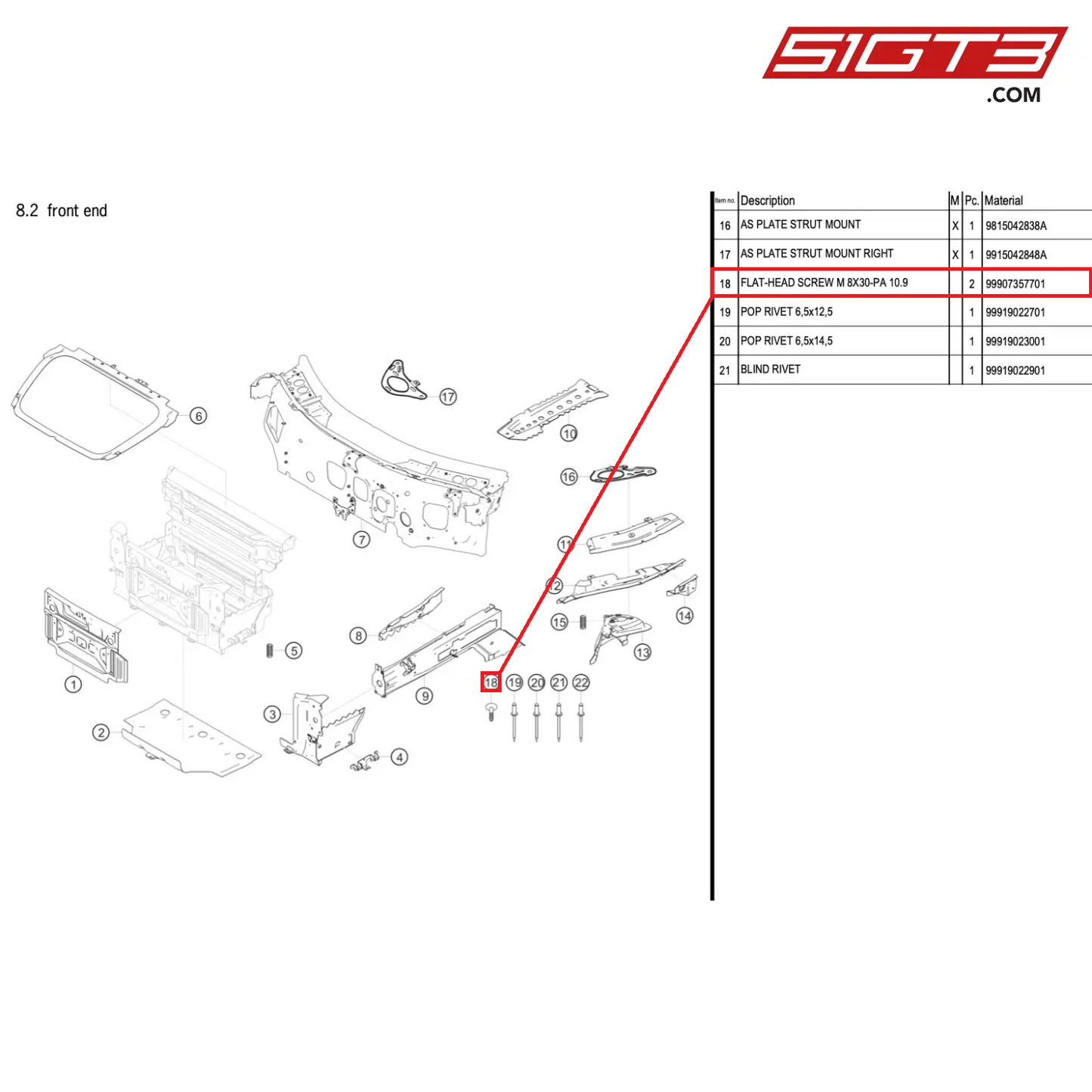 FLAT-HEAD SCREW M 8X30-PA 10.9 - 99907357701 [PORSCHE 718 Cayman GT4 RS Clubsport]