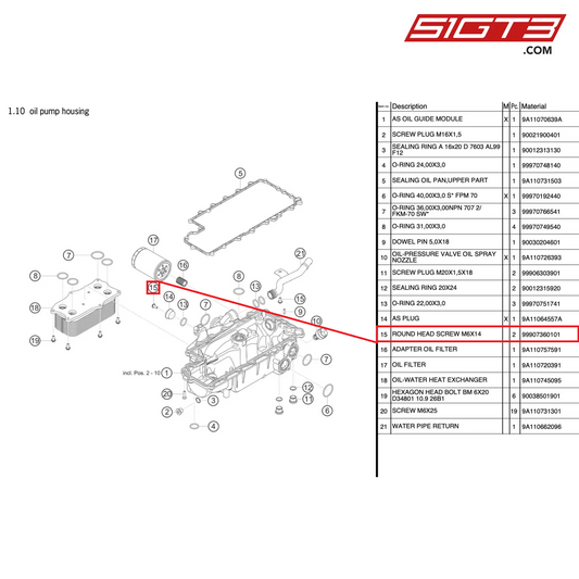 ROUND HEAD SCREW M6X14 - 99907360101 [PORSCHE 991.2 GT3 Cup]