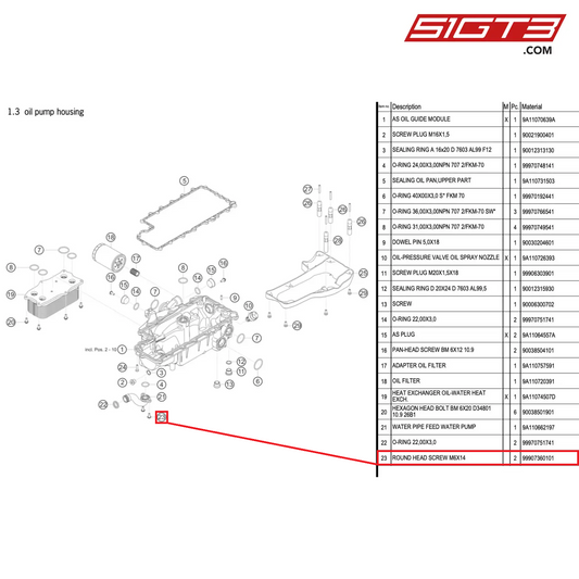 ROUND HEAD SCREW M6X14 - 99907360101 [PORSCHE 911 GT3 R Type 991 (GEN 2)]