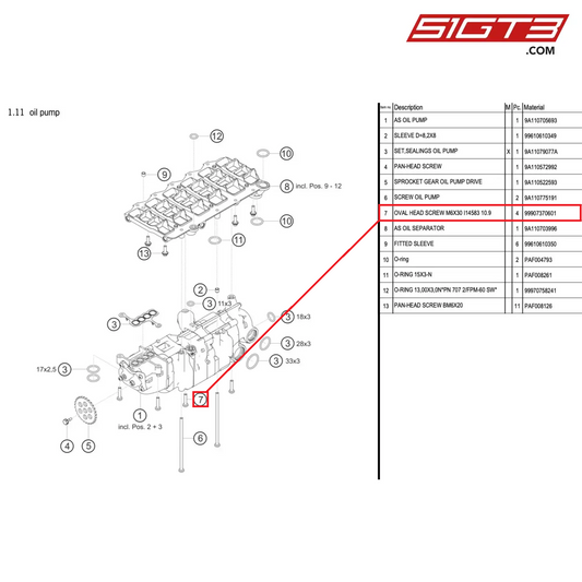 OVAL HEAD SCREW M6X30 I14583 10.9 - 99907370601 [PORSCHE 991.1 GT3 Cup (2017)]