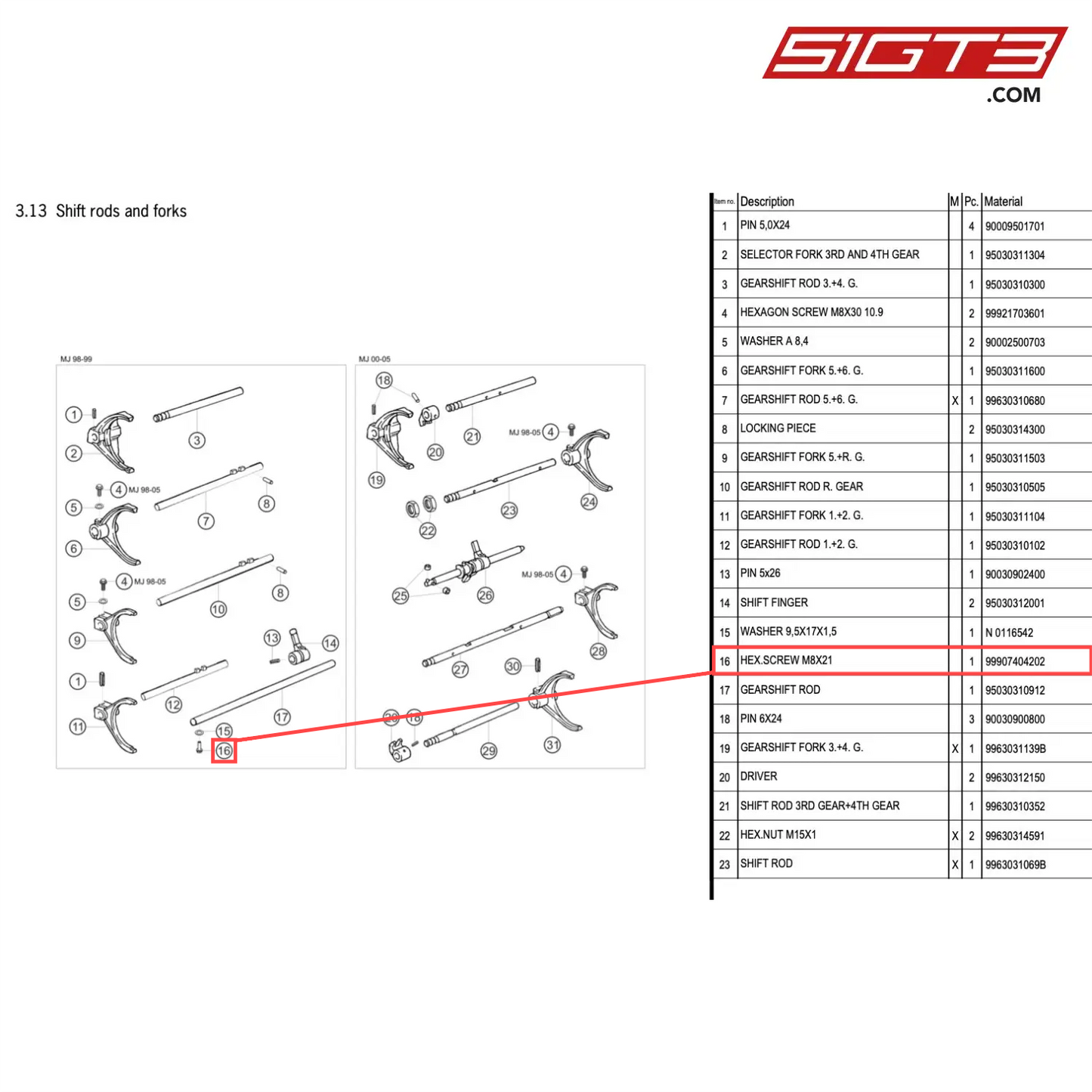 HEX.SCREW M8X21 - 99907404202 [PORSCHE 996 GT3 Cup]