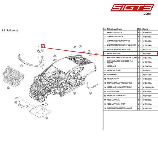 HEXAGON NUT M10 10 26B1 - 99907605301 [PORSCHE Cayman 981 GT4 Clubsport]