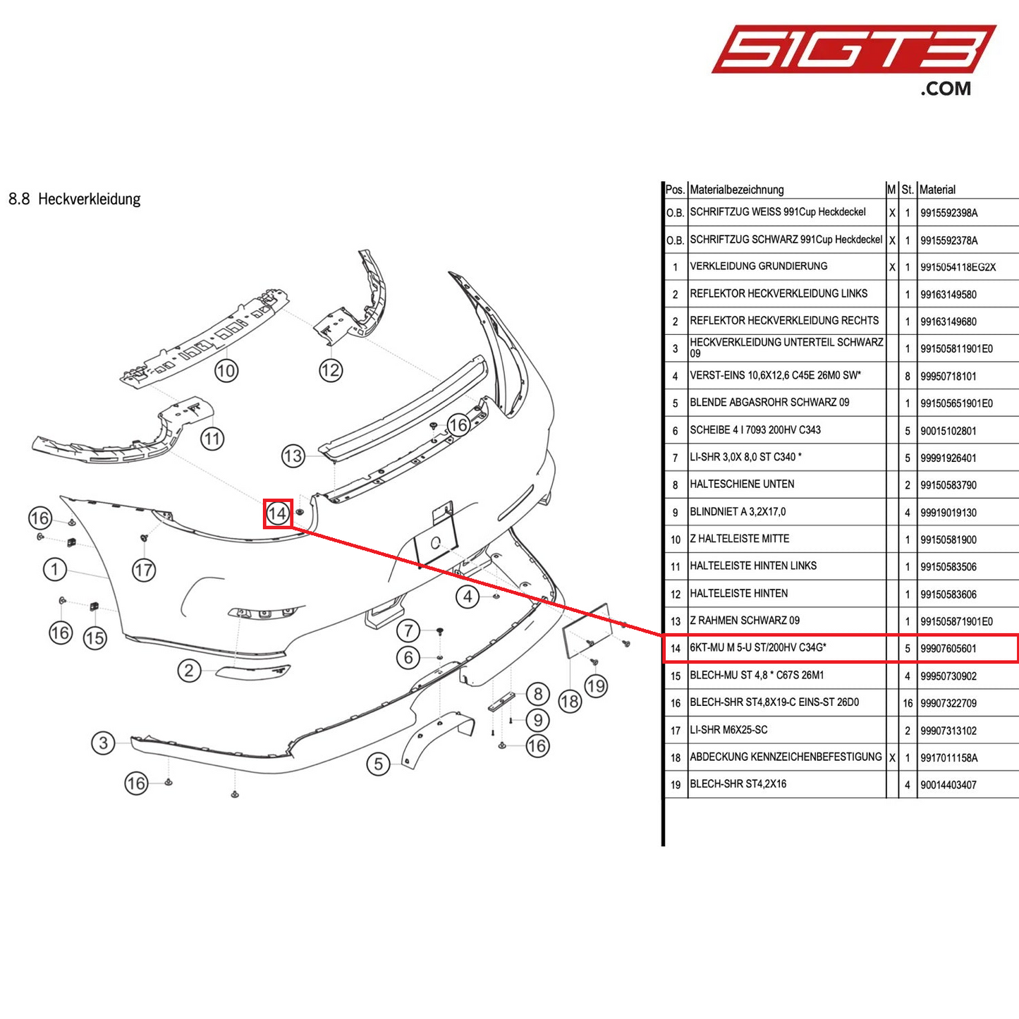 HEXAGON NUT - 99907605601 [PORSCHE 991.1 GT3 Cup (2015)]