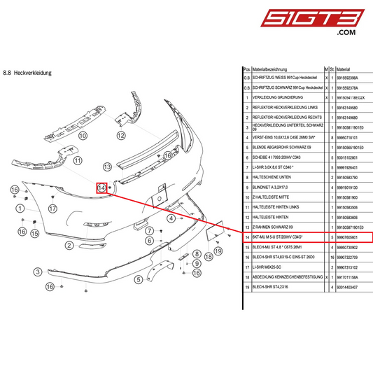 HEXAGON NUT - 99907605601 [PORSCHE 991.1 GT3 Cup (2015)]