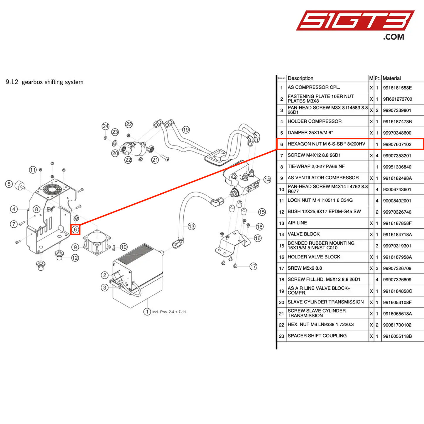 HEXAGON NUT M 6-S-SB * 8/200HV - 99907607102 [PORSCHE 991.1 GT3 R]