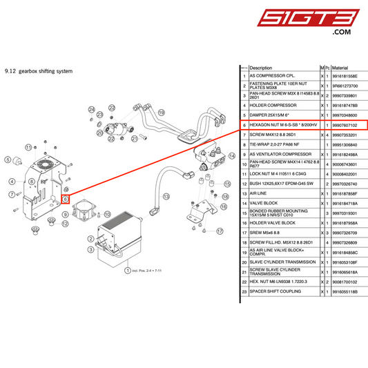 HEXAGON NUT M 6-S-SB * 8/200HV - 99907607102 [PORSCHE 991.1 GT3 R]