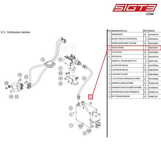 HEX-HEAD NUT M6 - 99907607801 [PORSCHE 991.1 GT3 Cup (2014)]