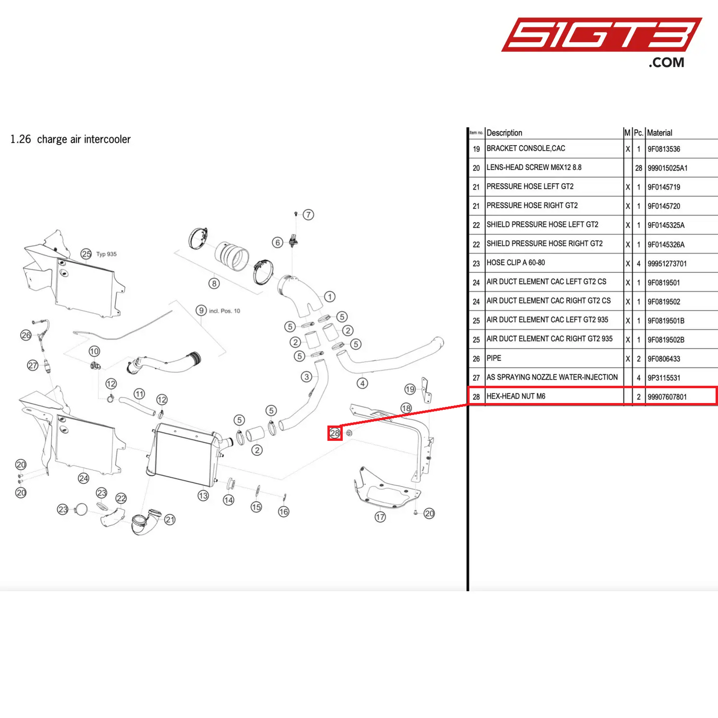 HEX-HEAD NUT M6 - 99907607801 [PORSCHE 911 GT2 RS Clubsport]