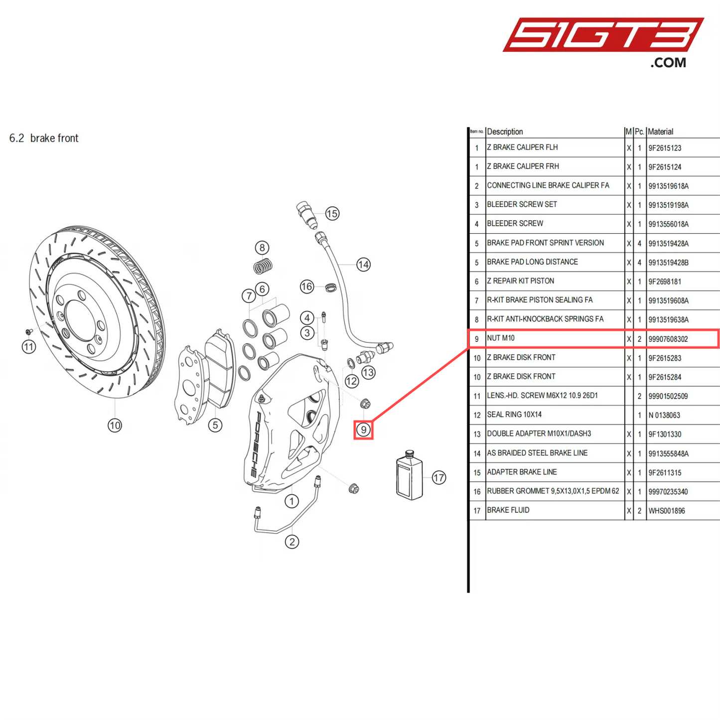 NUT M10 - 99907608302 [PORSCHE 718 Cayman GT4 Clubsport]