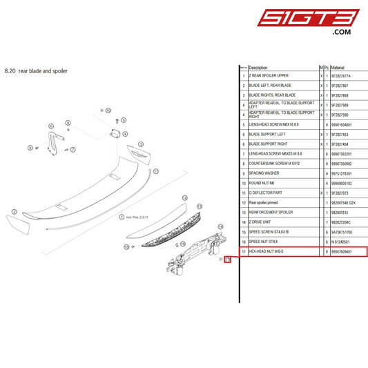 HEX-HEAD NUT M 6-S - 99907609401 [PORSCHE 718 Cayman GT4 Clubsport]