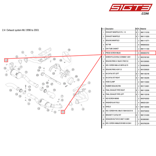 PRESS SCREW M8x35 - 99908003700 [PORSCHE 996 GT3 Cup]