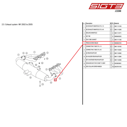 PRESS SCREW M8x35 - 99908003700 [PORSCHE 996 GT3 Cup]