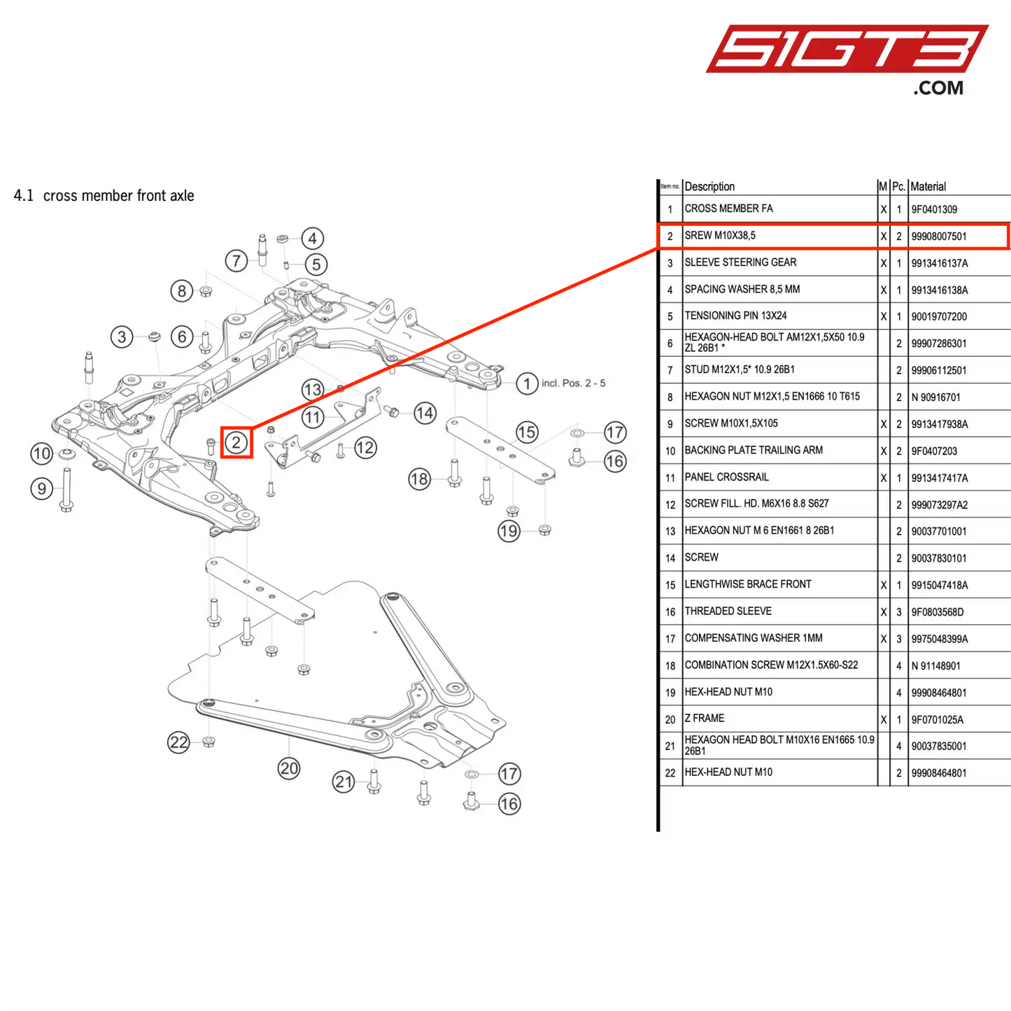 SREW M10X38,5 - 99908007501 [PORSCHE 911 GT3 R Type 991 (GEN 2)]