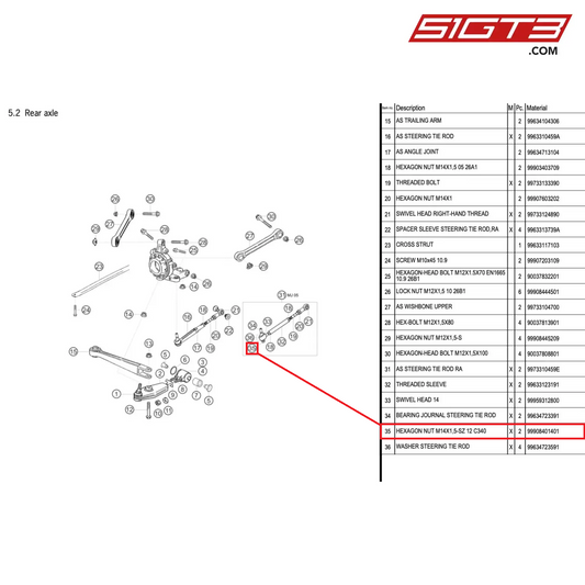 HEXAGON NUT M14X1,5-SZ 12 C340 - 99908401401 [PORSCHE 996 GT3 Cup]