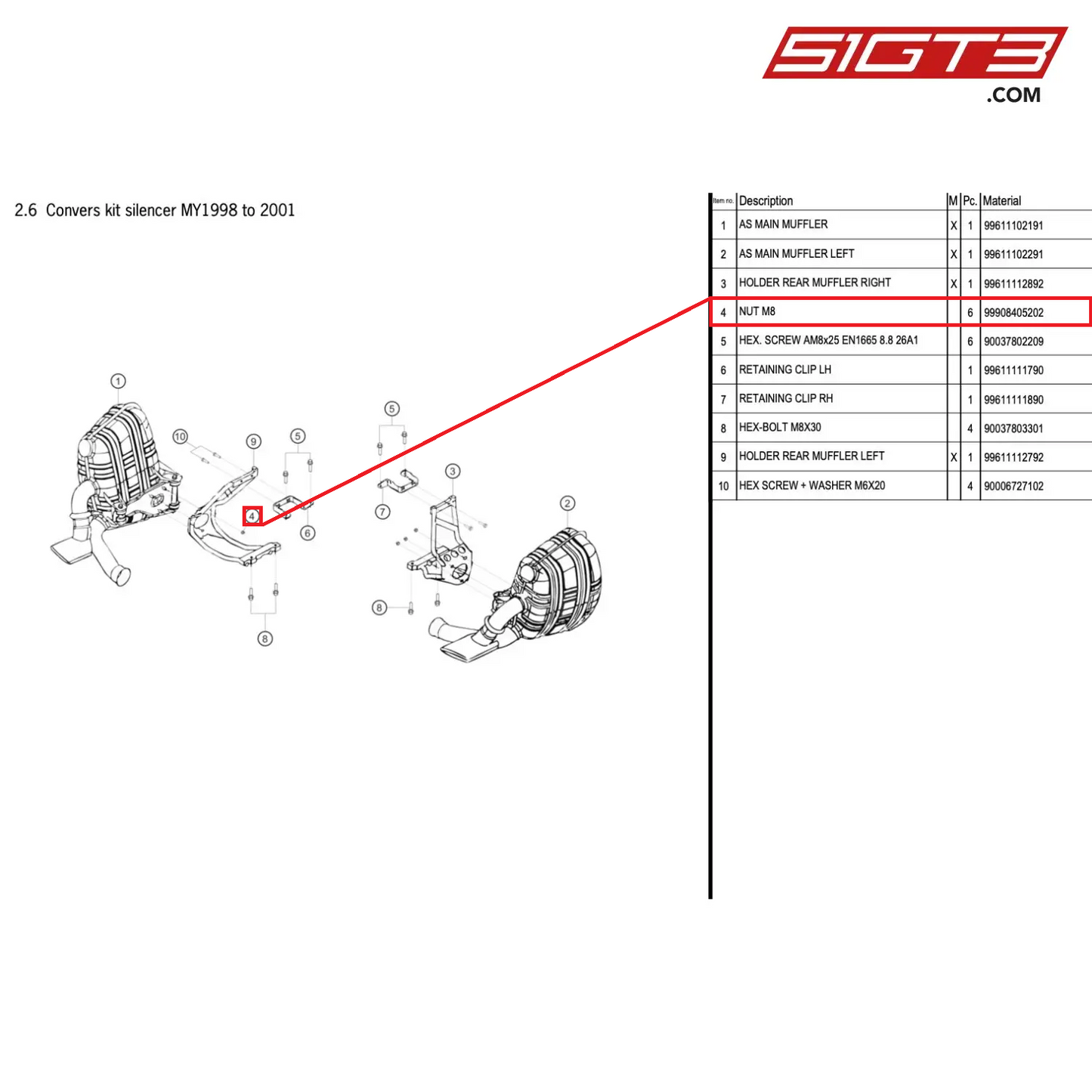 NUT M8 - 99908405202 [PORSCHE 996 GT3 Cup]