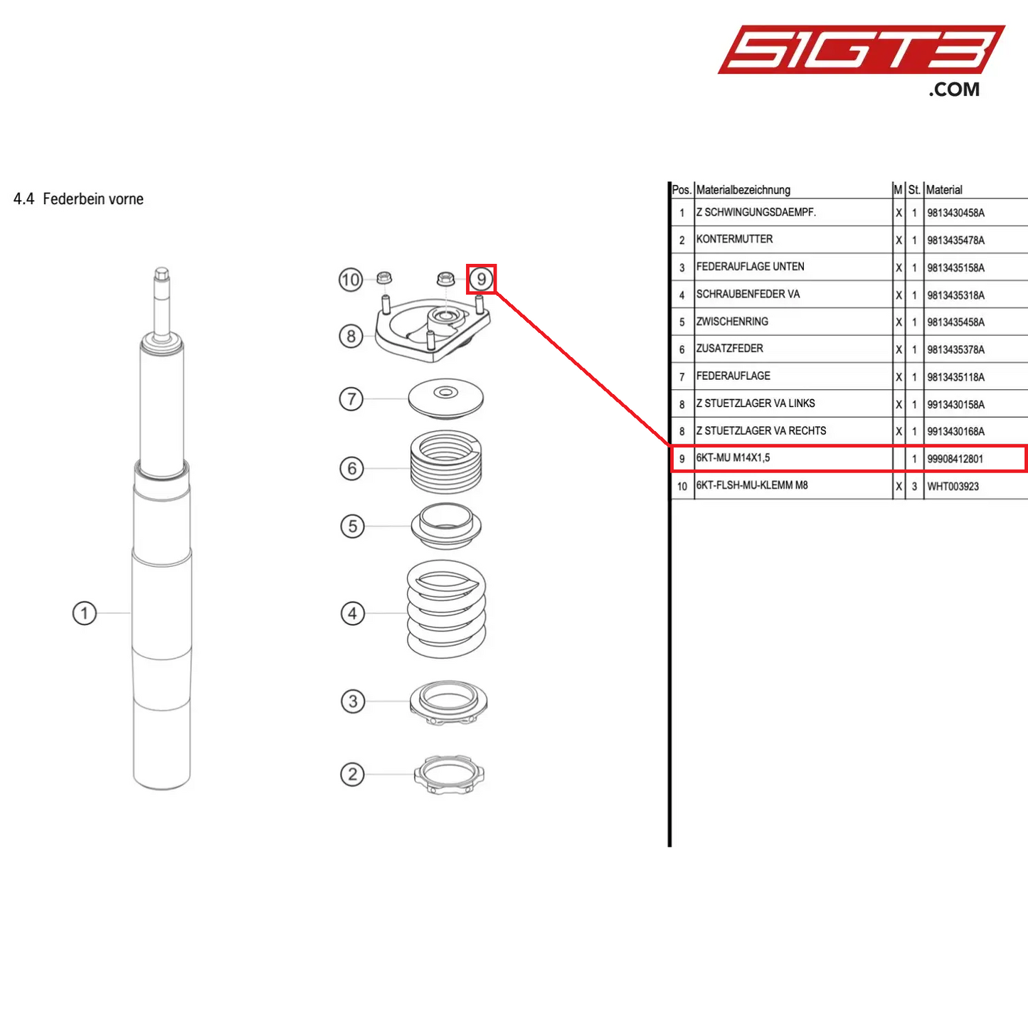 HEXAGON NUT M14X1,5 - 99908412801 [PORSCHE Cayman 981 GT4 Clubsport]