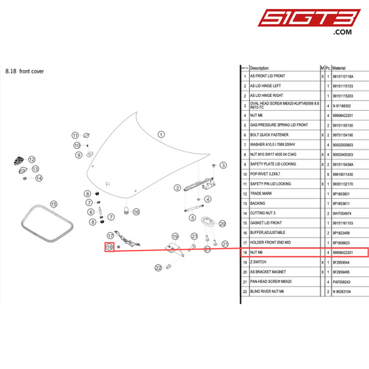 NUT M6 - 99908422201 [PORSCHE 718 Cayman GT4 Clubsport]