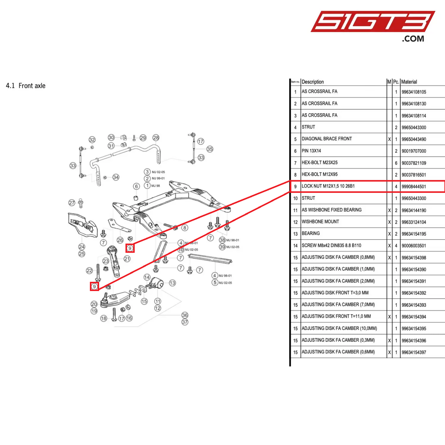 LOCK NUT M12X1,5 10 26B1 - 99908444501 [PORSCHE 996 GT3 Cup]