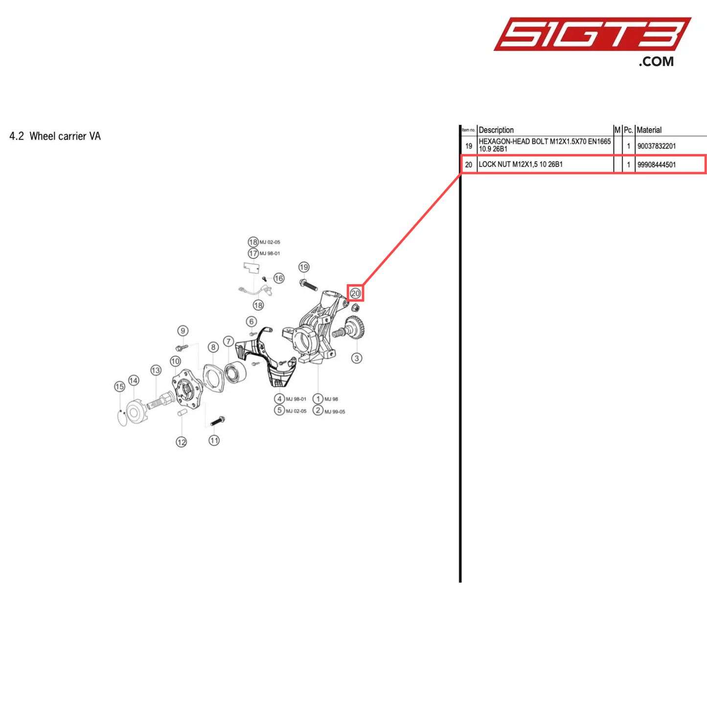 LOCK NUT M12X1,5 10 26B1 - 99908444501 [PORSCHE 996 GT3 Cup]