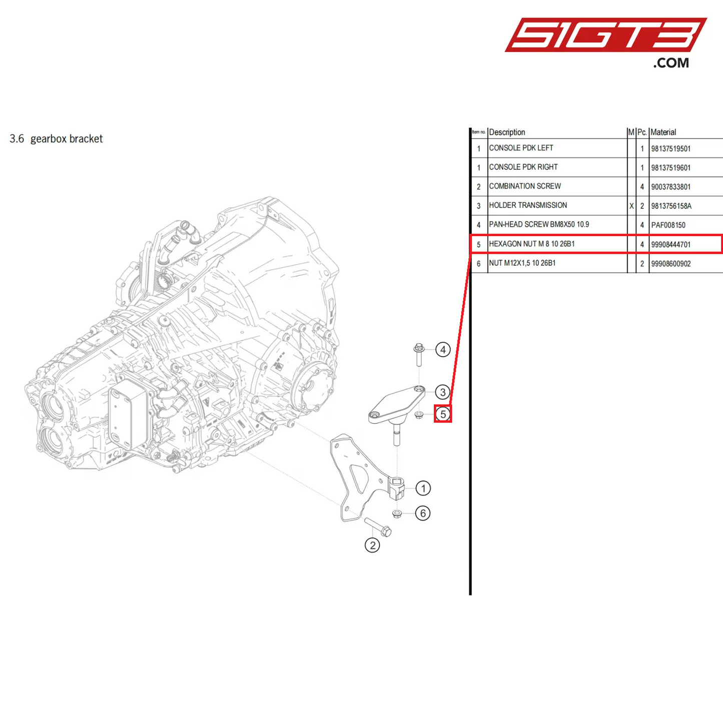 HEXAGON NUT M 8 10 26B1 - 99908444701 [PORSCHE 718 Cayman GT4 Clubsport]