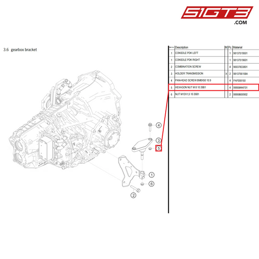 HEXAGON NUT M 8 10 26B1 - 99908444701 [PORSCHE 718 Cayman GT4 Clubsport]