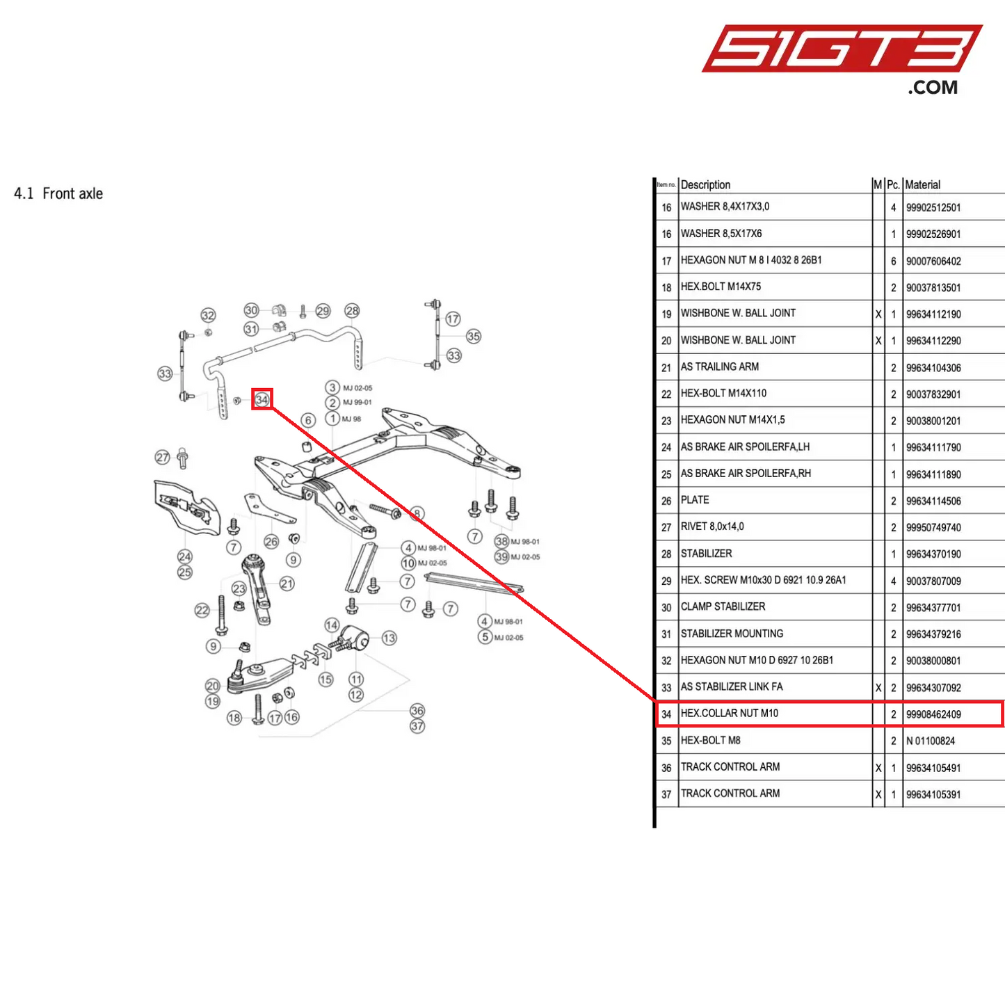 HEX.COLLAR NUT M10 - 99908462409 [PORSCHE 996 GT3 Cup]