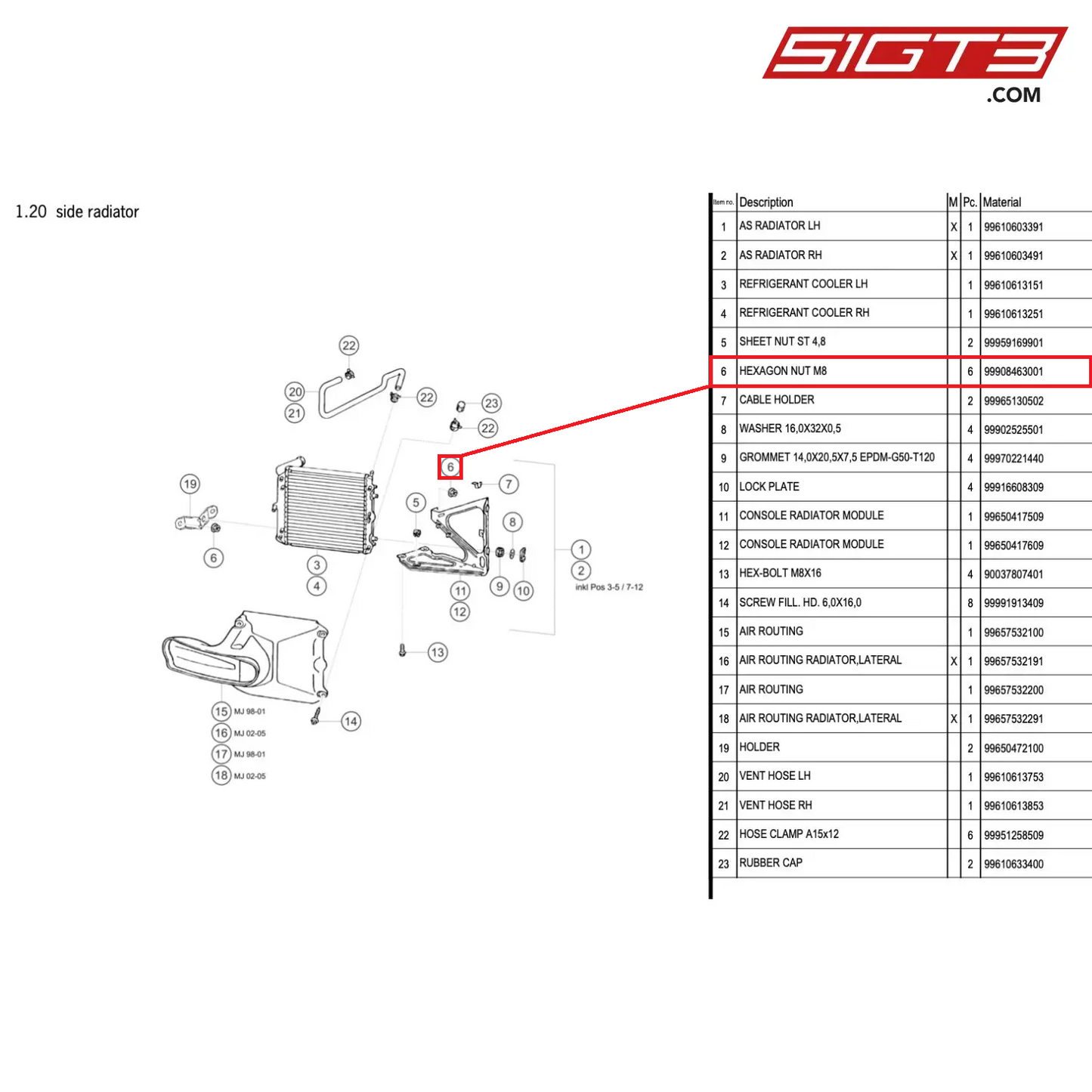 HEXAGON NUT M8 - 99908463001 [PORSCHE 996 GT3 Cup]