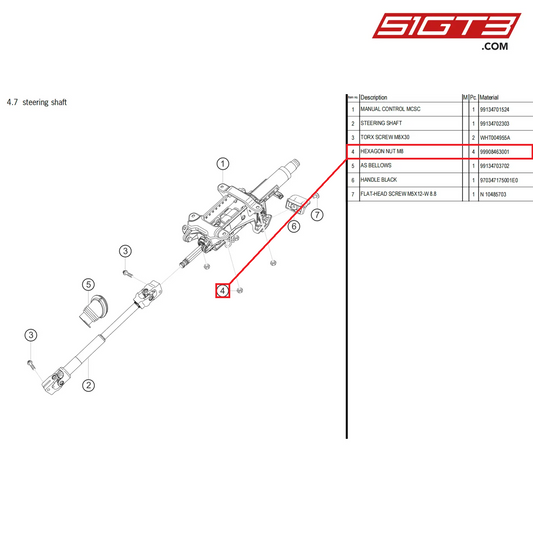 HEXAGON NUT M8 - 99908463001 [PORSCHE 718 Cayman GT4 Clubsport]