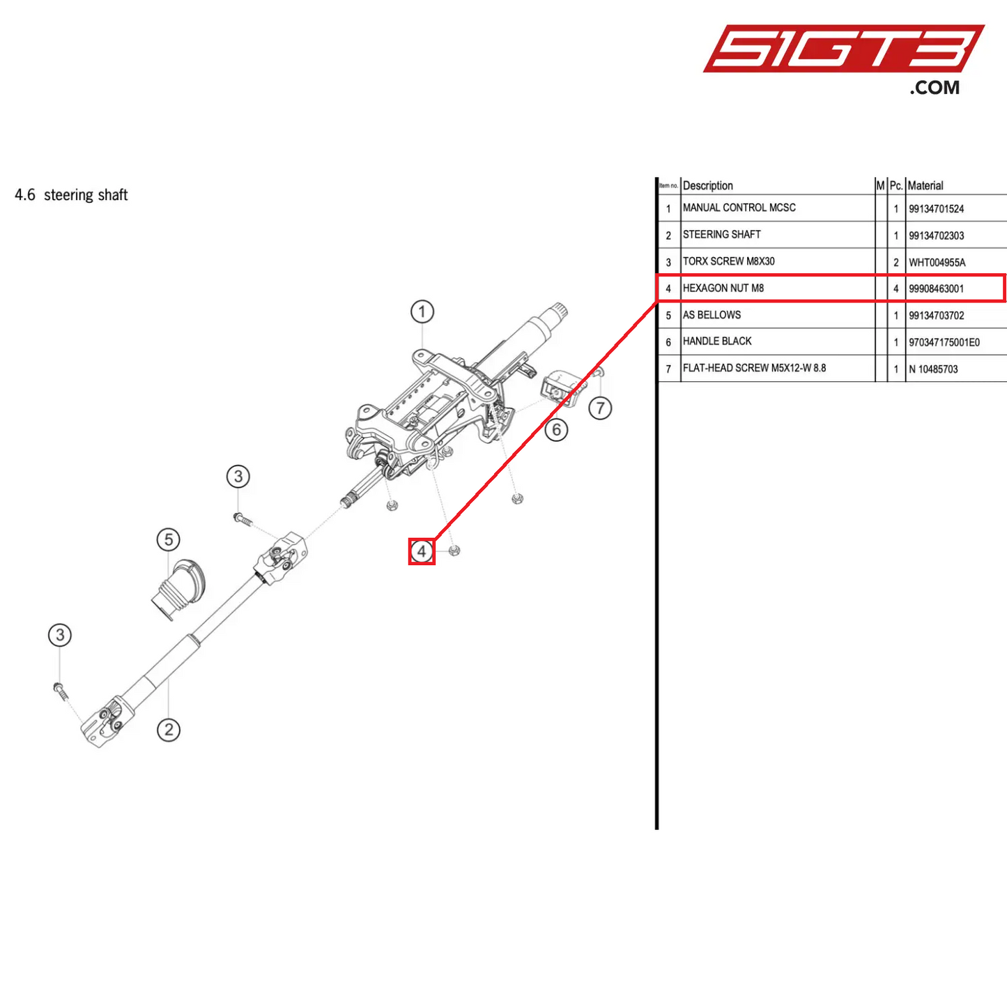 HEXAGON NUT M8 - 99908463001 [PORSCHE 718 Cayman GT4 RS Clubsport]