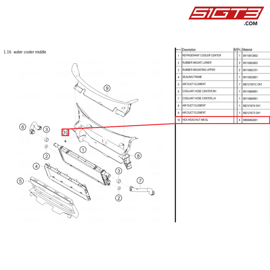 HEX-HEAD NUT M6-SL - 99908463801 [PORSCHE 718 Cayman GT4 Clubsport]