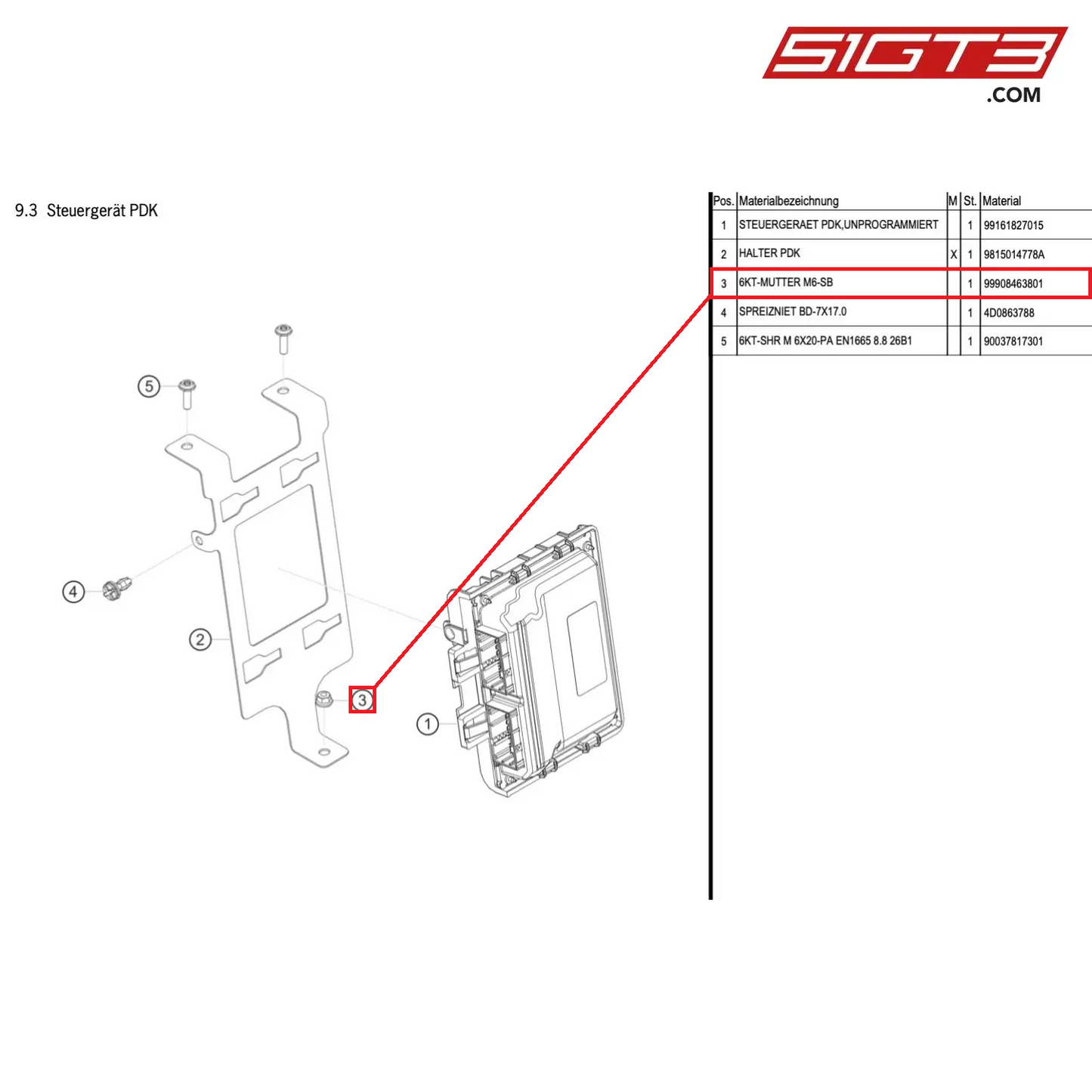 HEX-HEAD NUT M6-SL - 99908463801 [PORSCHE Cayman 981 GT4 Clubsport]